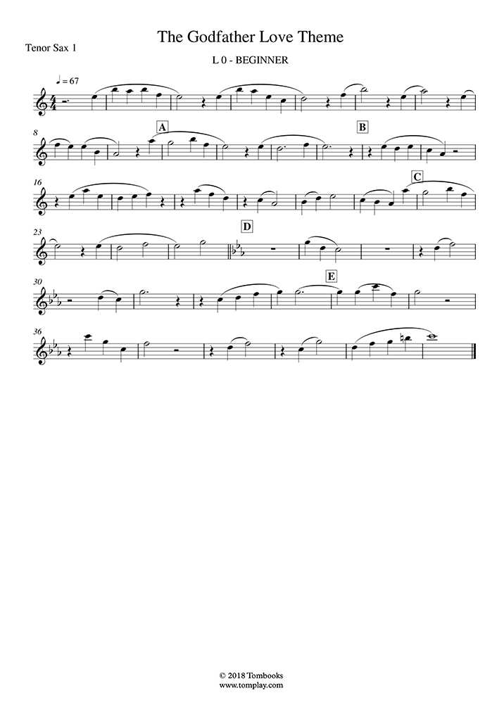 The Godfather (Beginner Level, tenor sax)